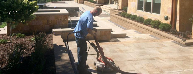 Concrete gettting cleaned and restored